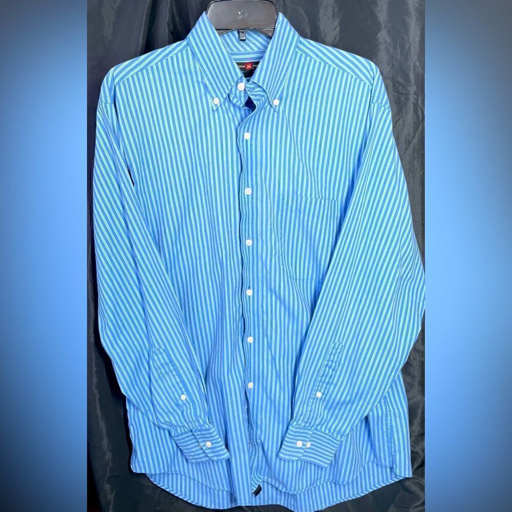 Blue Stripes Members Mark Button Down Long Sleeve Shirt Men’s Size Medium EPC